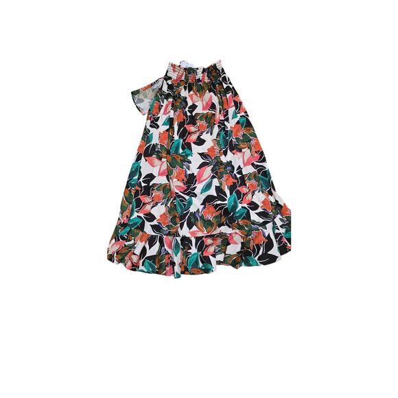 MISA Los Angeles Ruffle Floral High Low Skirt Stretch Cotton Size S - Picture 2 of 5